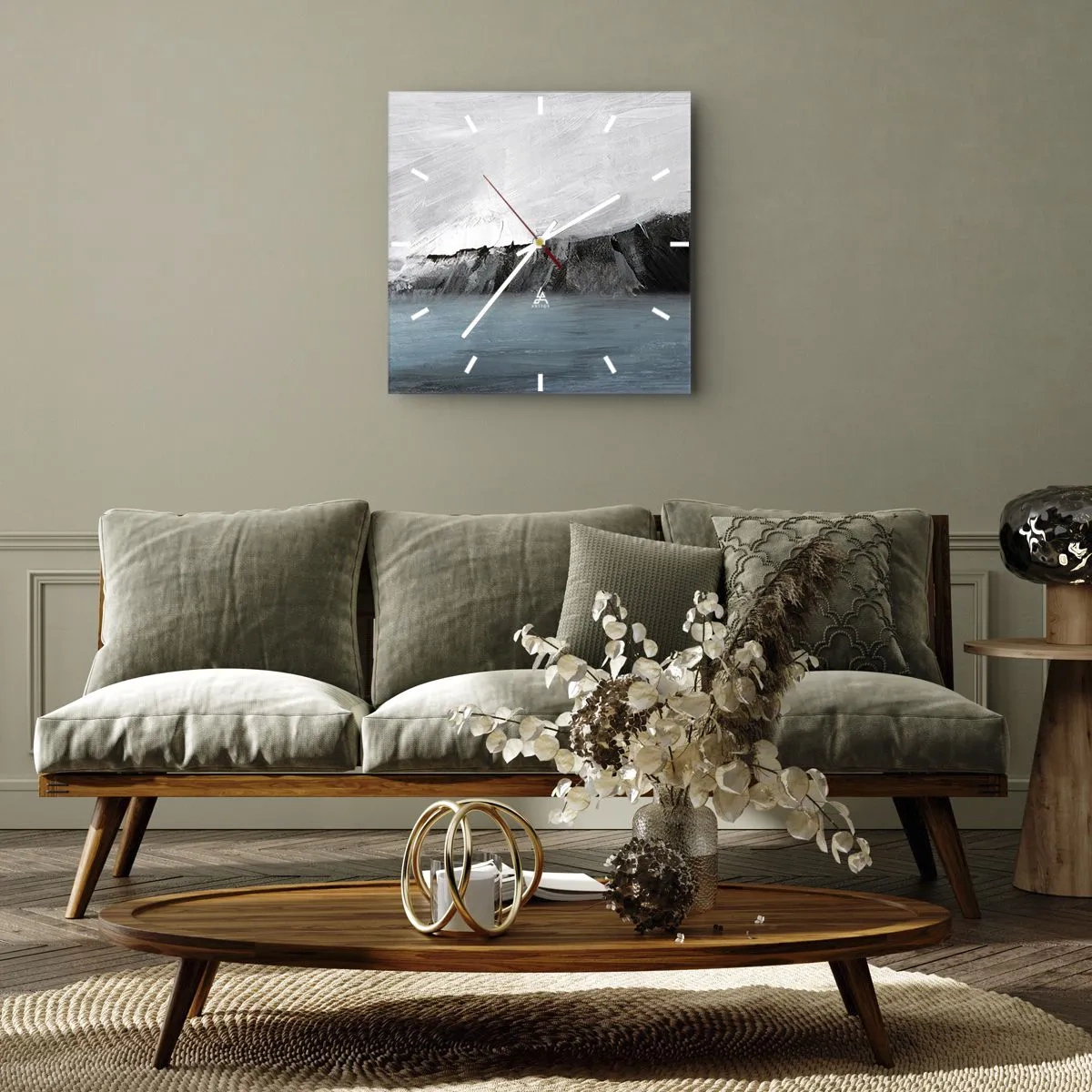 Orologio da parete - Orologio in Vetro - Acqua-terra: lo scontro degli elementi - 40x40 cm