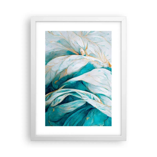 Poster in cornice bianca - Astrazione blu con motivi d'oro - 30x40 cm