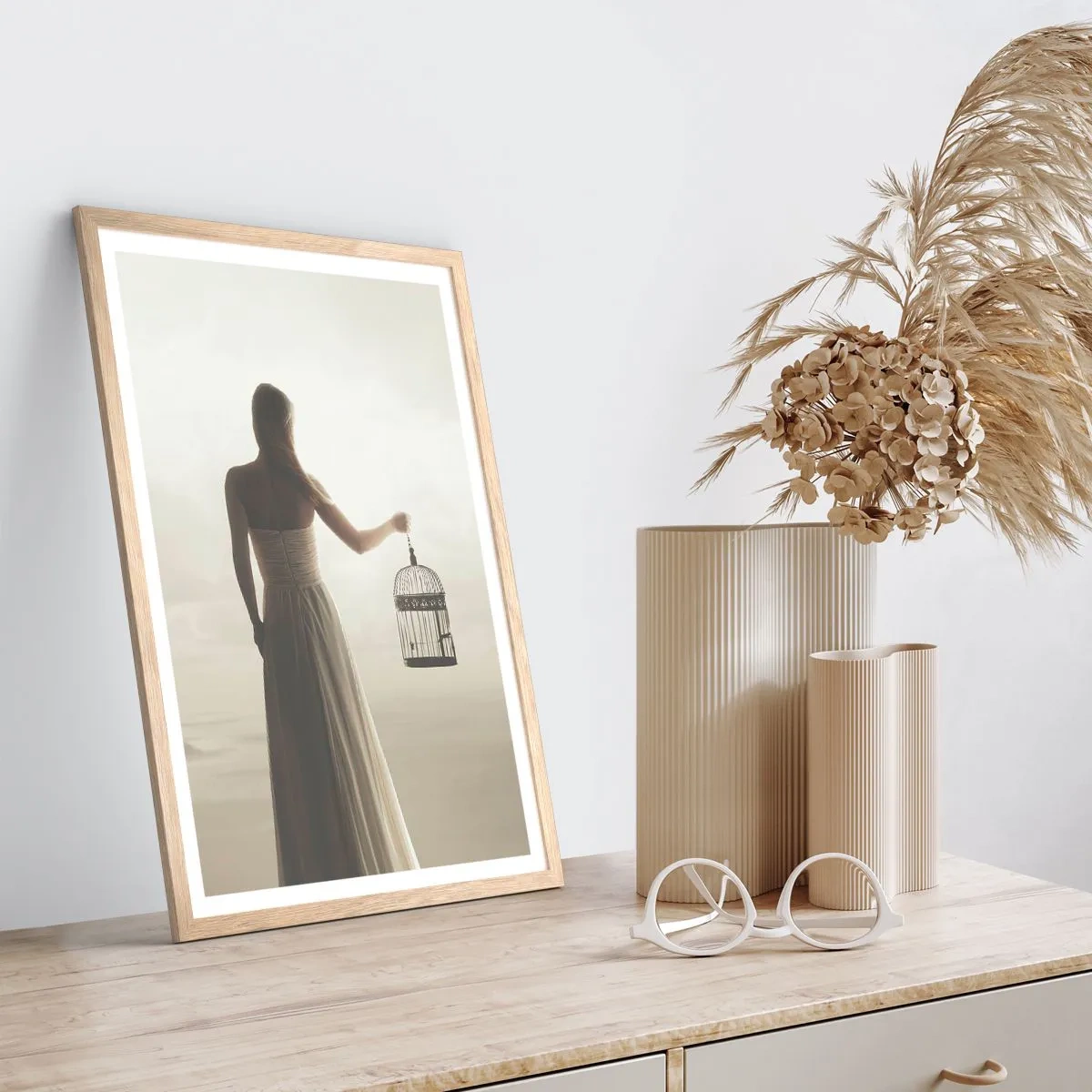 Poster in cornice rovere chiaro - Sii libera - 70x100 cm