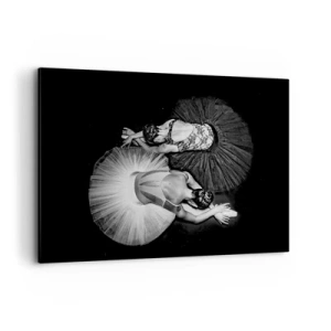 Quadro su tela - Stampe su Tela - Un'immagine in bianco e nero di due ballerine in una posa dinamica. - 120x80cm - Yin e yang -  equilibrio ideale - Decorazione murale moderna per soggiorno e camera da letto ARTTOR