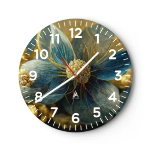 Orologio da parete - Orologio in Vetro - Fiorire d'oro - 30x30 cm