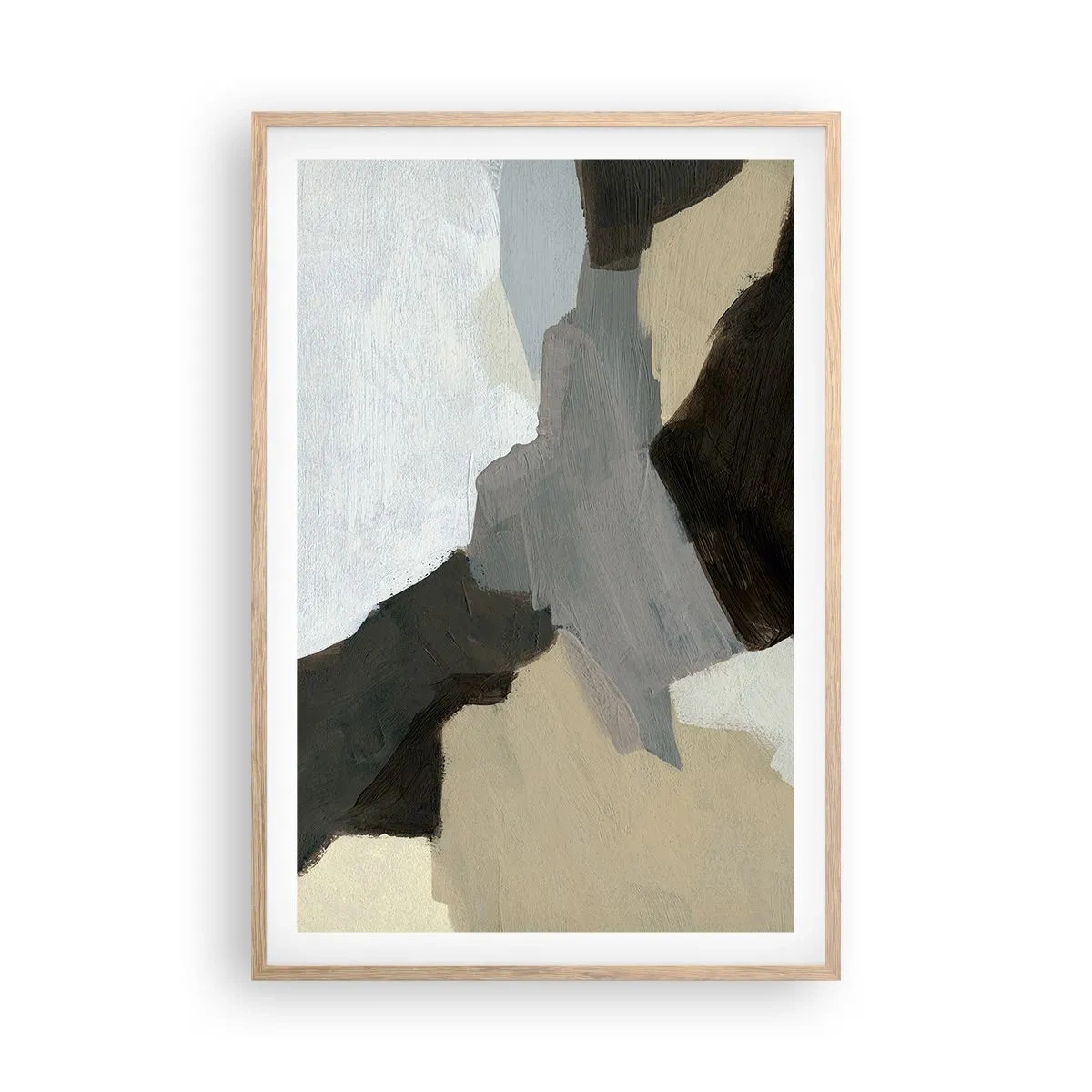Poster in cornice rovere chiaro - Astrazione: il crocevia del grigio - 61x91 cm