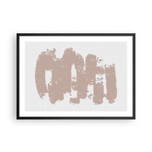 Poster in cornice nera - Forme rosa tenui su uno sfondo chiaro - 70x50cm - Astrazione in un rosa mite - Decorazione murale moderna per soggiorno e camera da letto ARTTOR