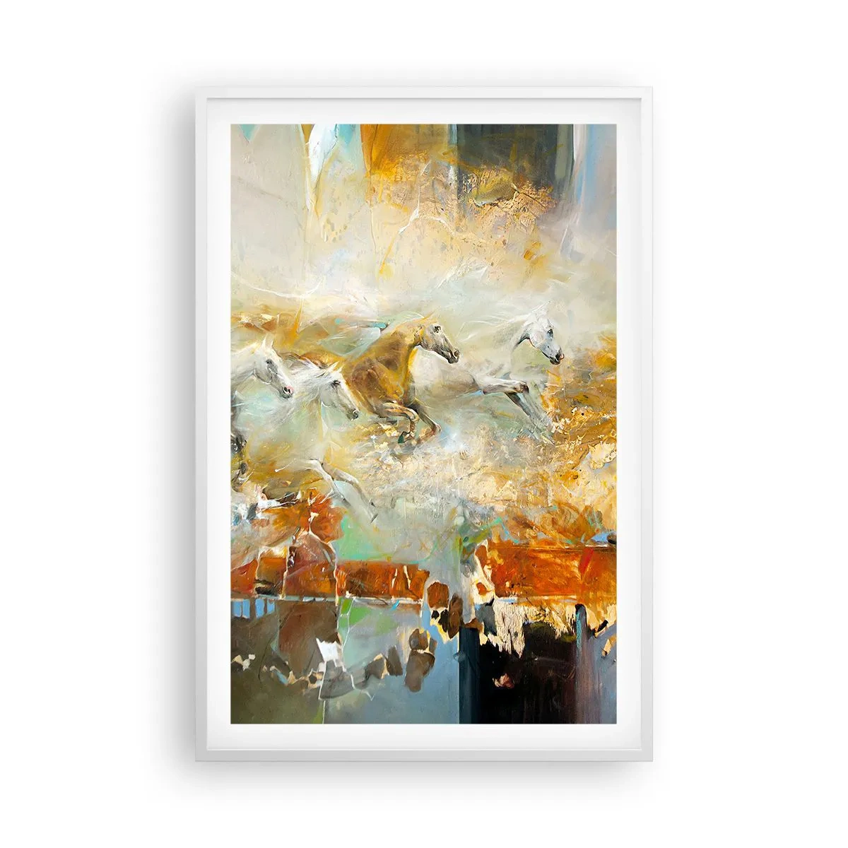 Poster in cornice bianca - Al galoppo attraverso la luce - 61x91 cm