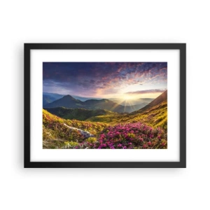 Poster in cornice nera - La freschezza di un mattino sui monti - 40x30 cm
