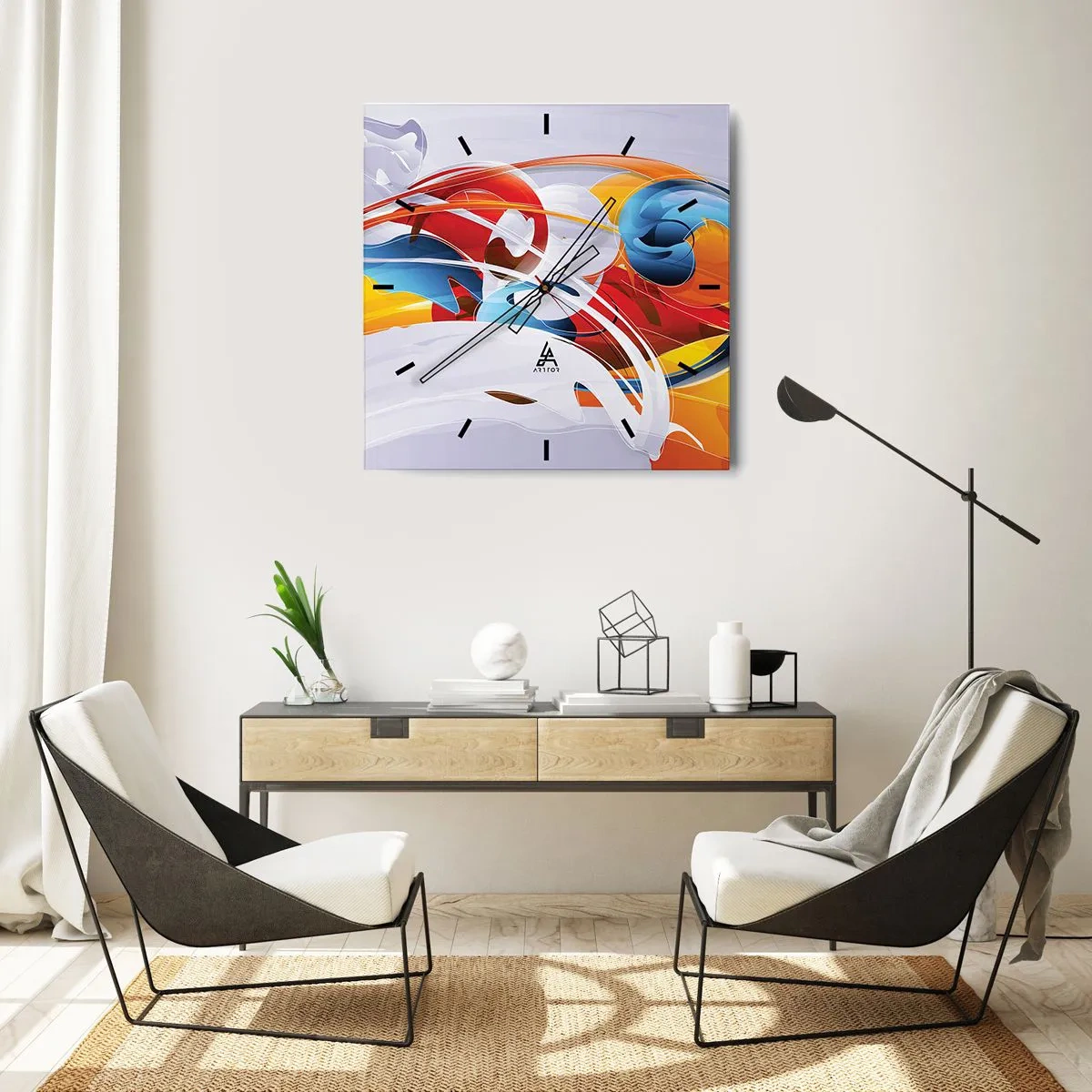 Orologio da parete - Orologio in Vetro - La danza degli elementi - 30x30 cm