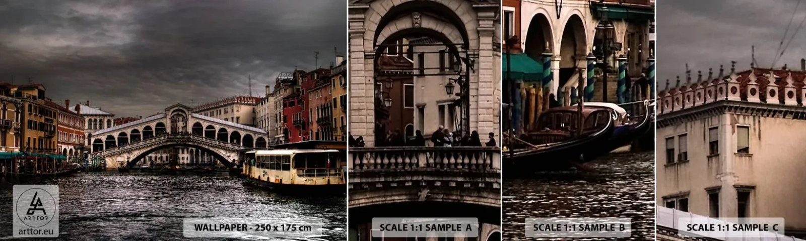 Campione Di Fotomurale Standard Eco - Promessa di una sera a Venezia - Città, Venezia, Ponte - 100x30 cm