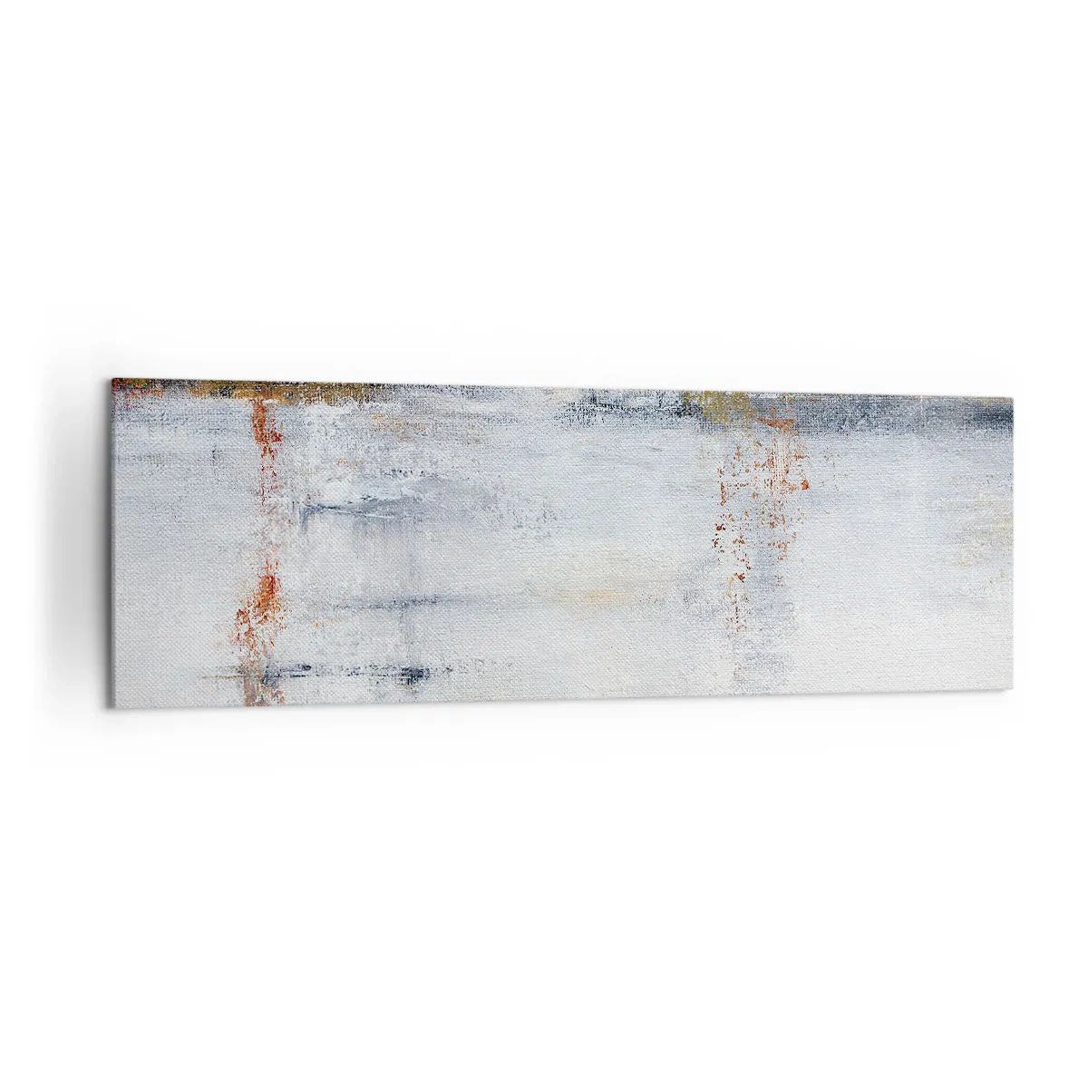 Quadro su tela - Stampe su Tela - Un paesaggio astratto con sfumature sfocate di grigio e oro. - 160x50cm - Dietro la cortina d'aria - Decorazione murale moderna per soggiorno e camera da letto ARTTOR