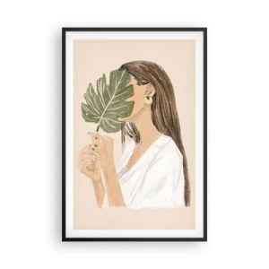 Poster in cornice nera - Misterioso ritratto con ventaglio - 61x91 cm