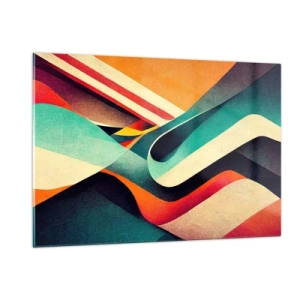 Quadro su vetro - Strisce colorate in una composizione dinamica e astratta - 120x80cm - Composizione intensa - Decorazione murale moderna per soggiorno e camera da letto ARTTOR