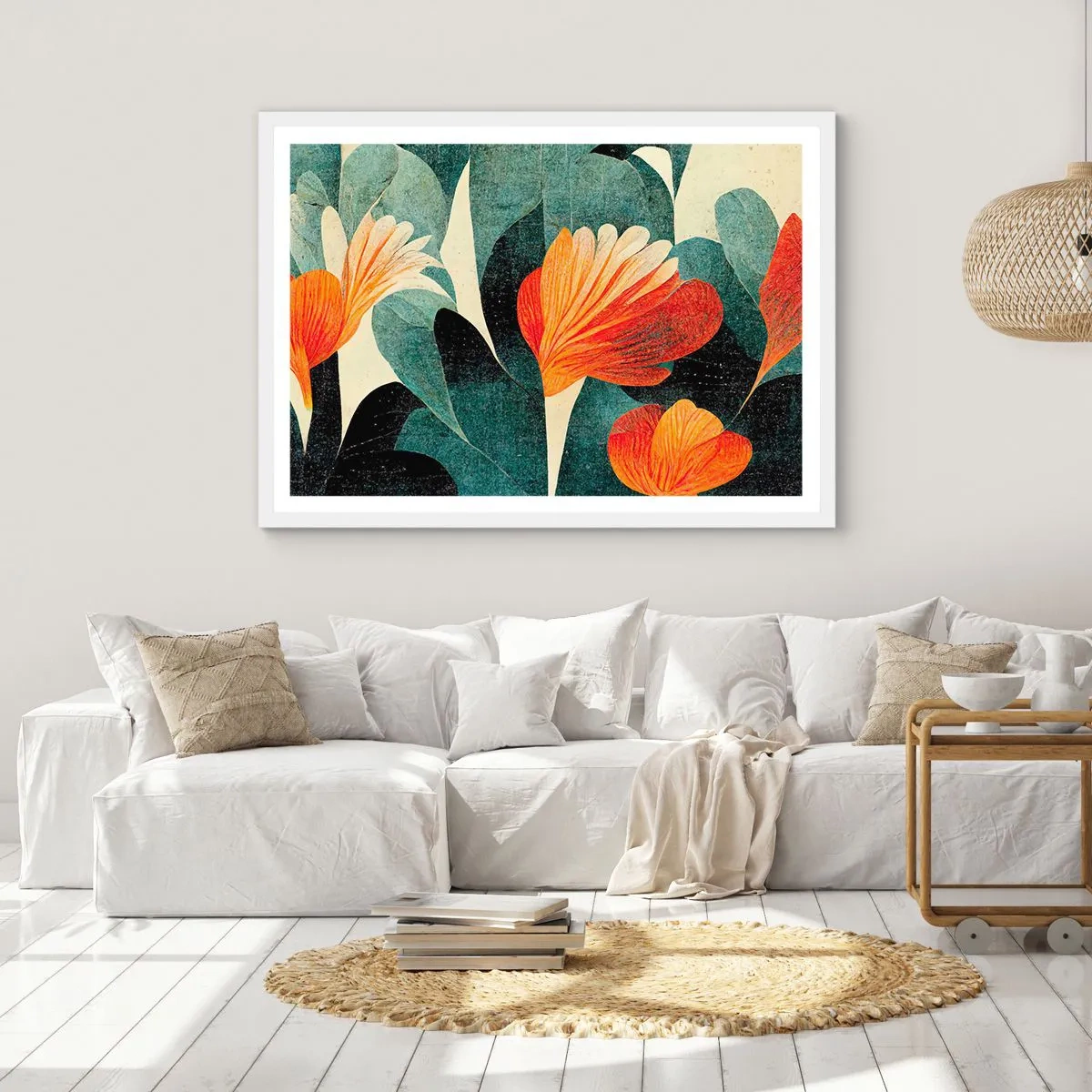 Poster in cornice bianca - Caldo dei tropici e fresco del verde - 40x30 cm