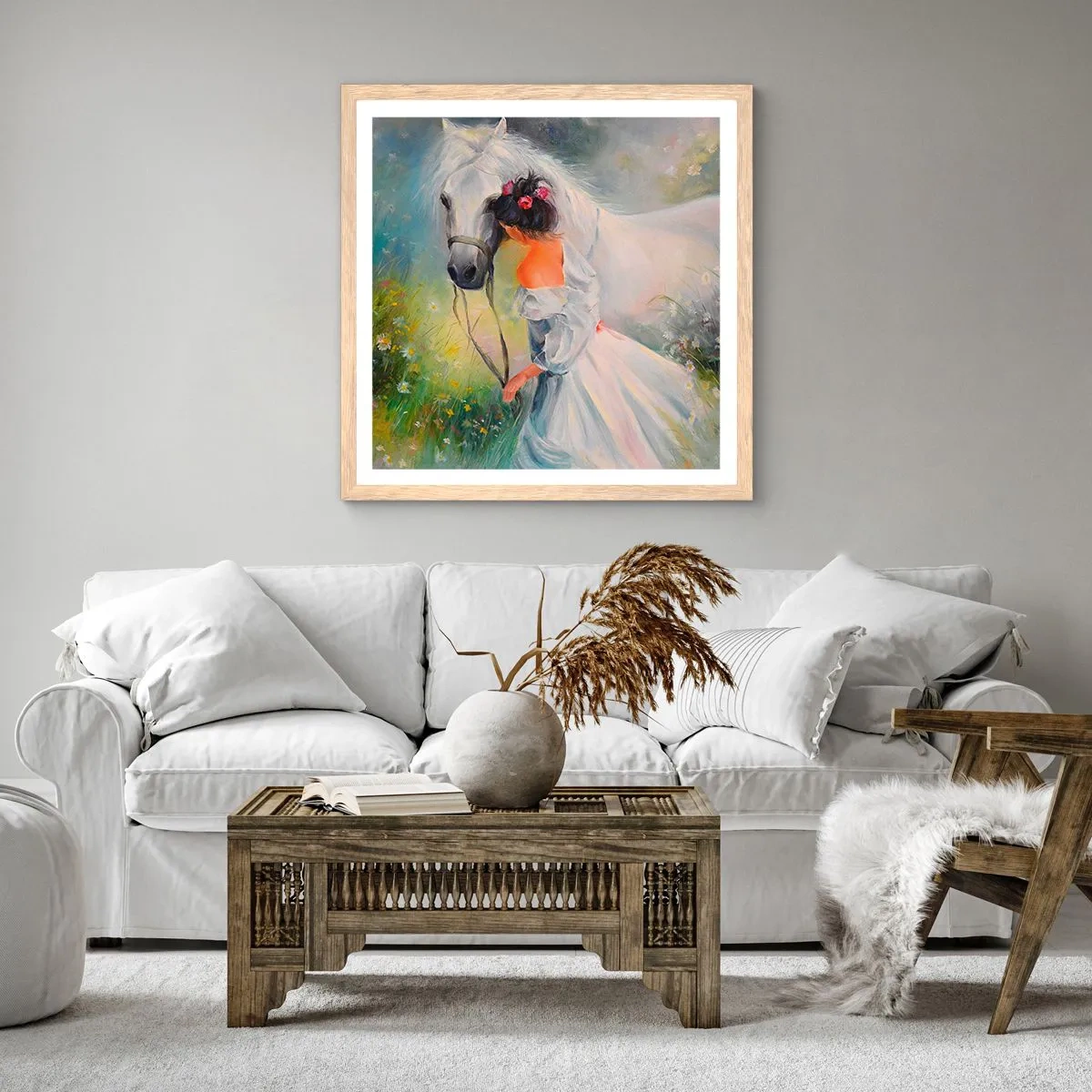 Poster in cornice rovere chiaro - Come in un bel sogno - 60x60 cm