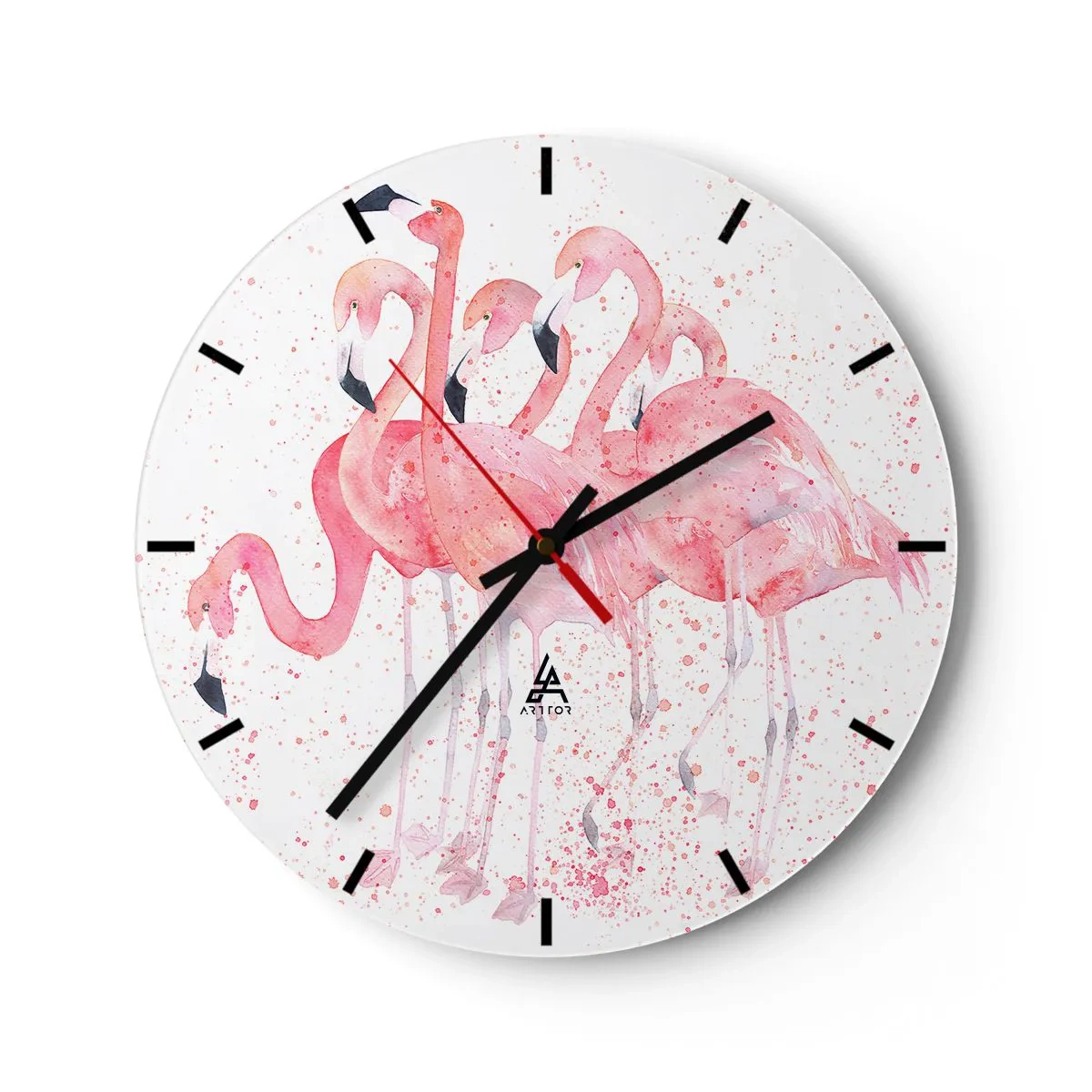Orologio da parete - Orologio in Vetro - Gruppo in rosa - 40x40 cm