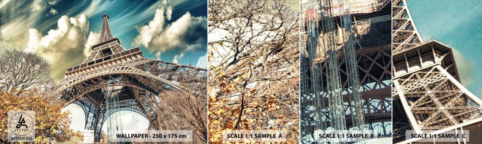 Campione Di Fotomurale Standard Eco - L'autunno a Parigi... - Città, Parigi, Torre Eiffel - 100x30 cm