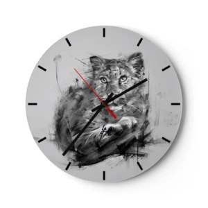 Orologio da parete - Orologio in Vetro - Ritratto di una tigre in astrazione in bianco e nero - 30x30cm - Si, ascolto attentamente - Decorazione murale moderna per soggiorno, cucina e camera da letto ARTTOR