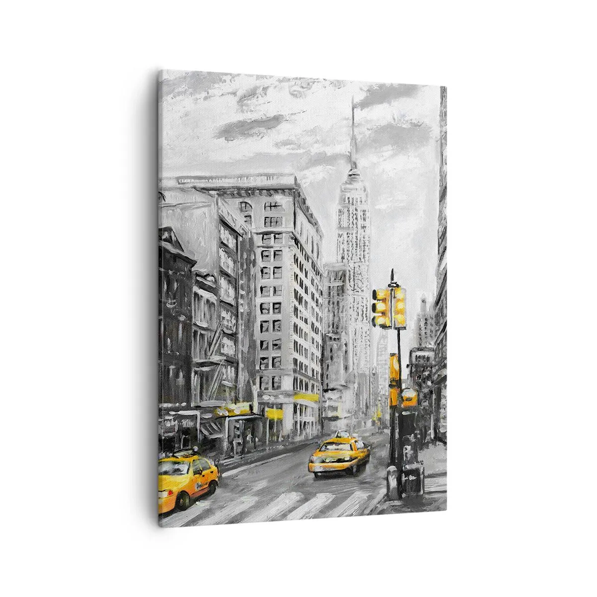 Quadro su tela - Stampe su Tela - Strada di New York con accenti gialli - 50x70cm - Racconto di New York - Decorazione murale moderna per soggiorno e camera da letto ARTTOR