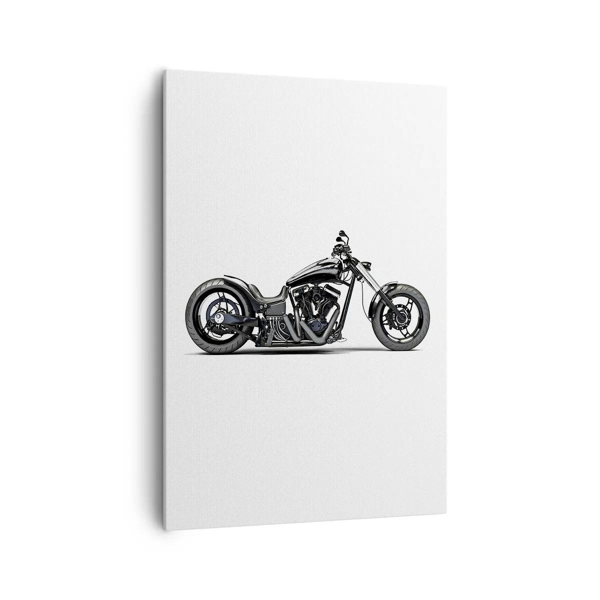 Quadro su tela - Stampe su Tela - Elegante motocicletta personalizzata nera su sfondo bianco - 70x100cm - Per chi ama la libertà - Decorazione murale moderna per soggiorno e camera da letto ARTTOR