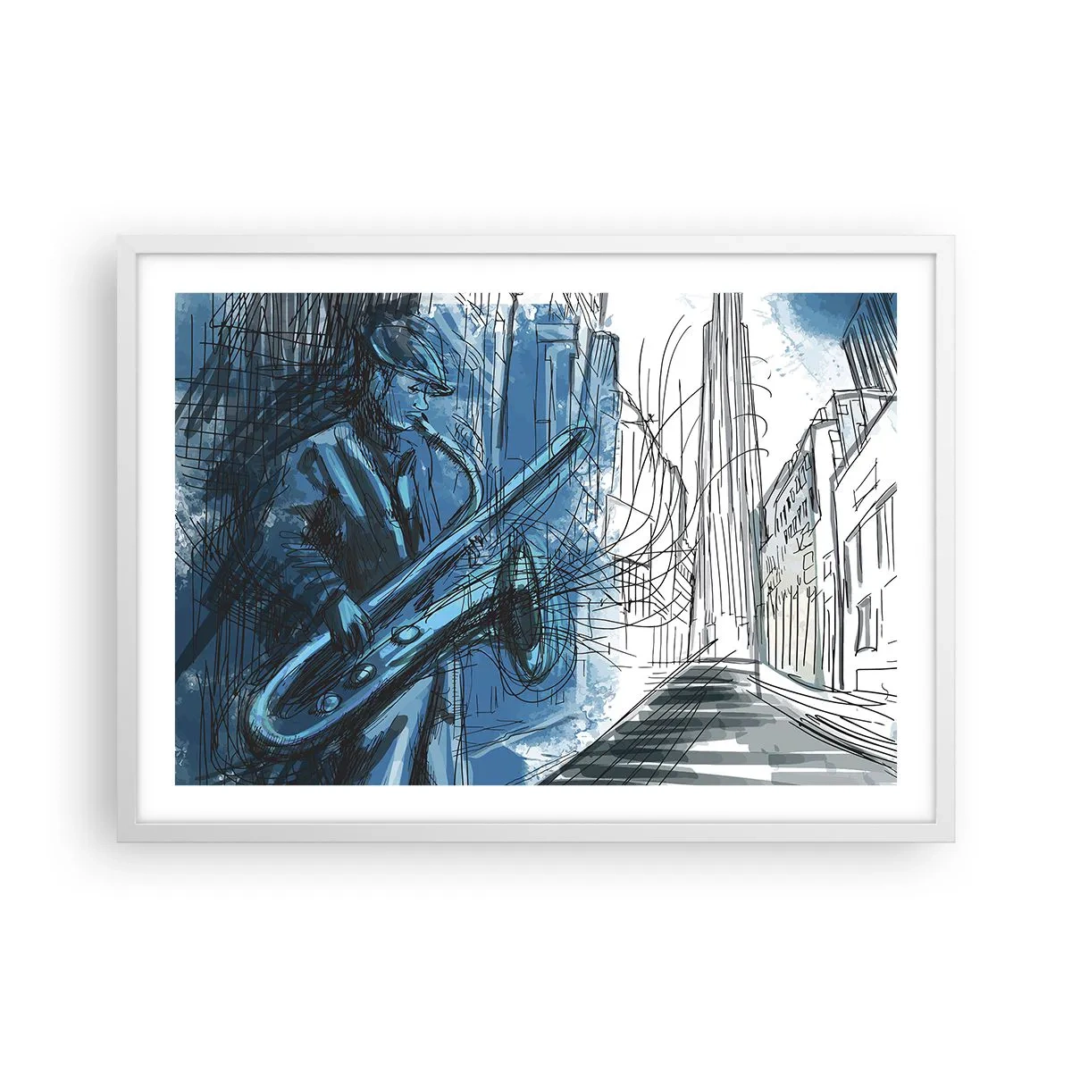 Poster in cornice bianca - Rapsodia urbana - 70x50 cm