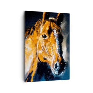Quadro su tela - Stampe su Tela - Ritratto di un cavallo in stile dinamico e pittorico - 50x70cm - Allora, andiamo? - Decorazione murale moderna per soggiorno e camera da letto ARTTOR