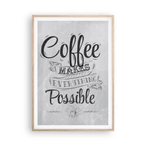 Poster in cornice rovere chiaro - Come non amare il caffè - 70x100 cm