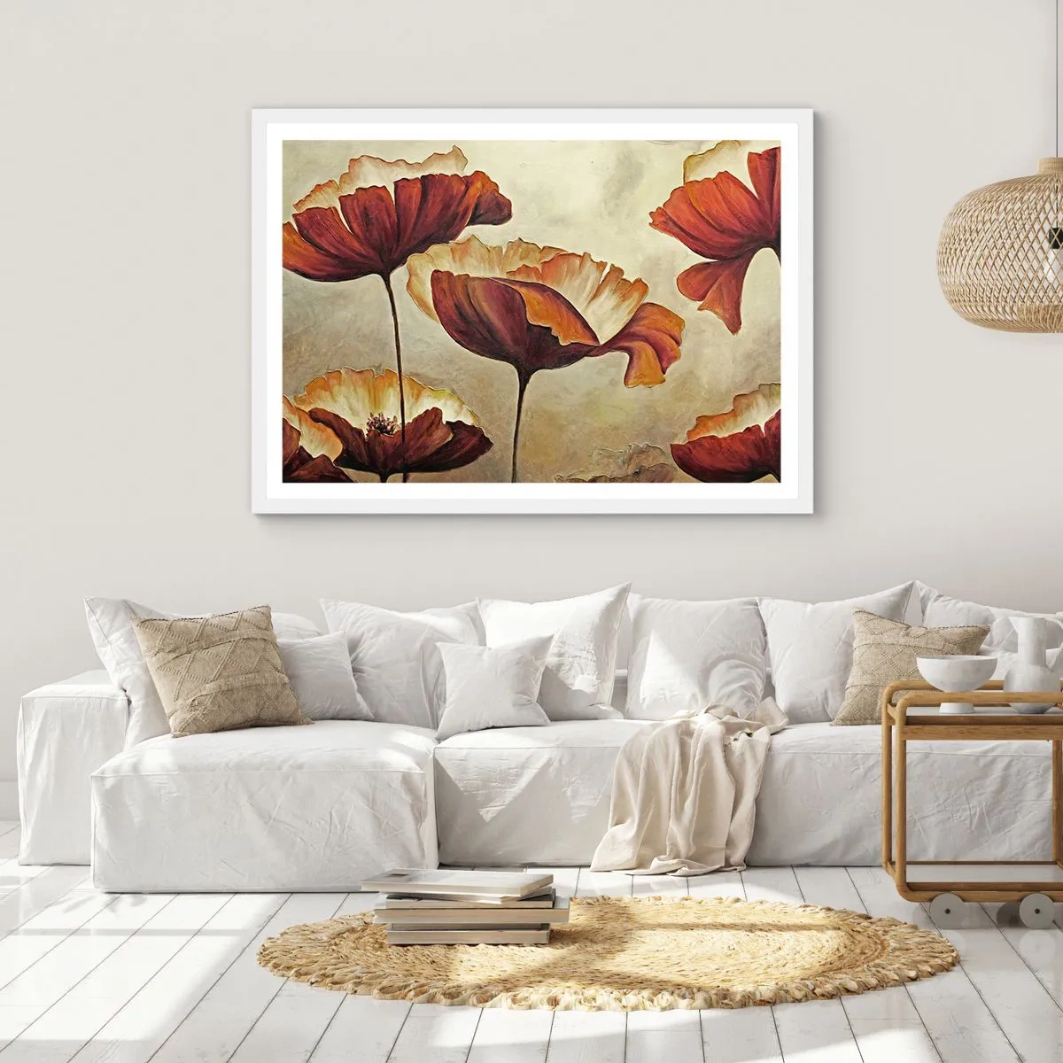 Poster in cornice bianca - Nei prati e nei campi - 100x70 cm
