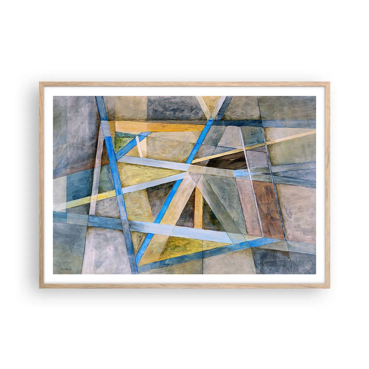 Poster in cornice rovere chiaro - Dritto o obliquo? - 100x70 cm