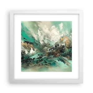 Poster in cornice bianca - Frangente nero e smeraldo - 30x30 cm