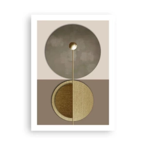 Poster - Astrazione geometrica moderna nei toni dell'oro e del beige - 50x70cm - Equilibrio perfetto - Decorazione murale moderna per soggiorno e camera da letto ARTTOR
