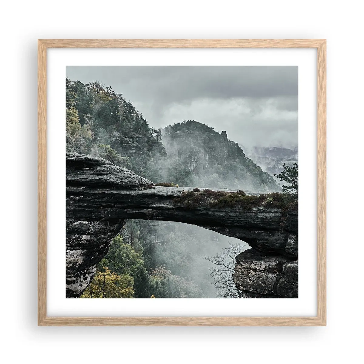 Poster in cornice rovere chiaro - Qui inizia l'avventura - 50x50 cm