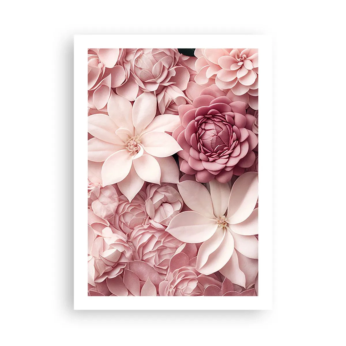 Poster - Fiori rosa in una composizione elegante - 50x70cm - Nei petali di rosa - Decorazione murale moderna per soggiorno e camera da letto ARTTOR