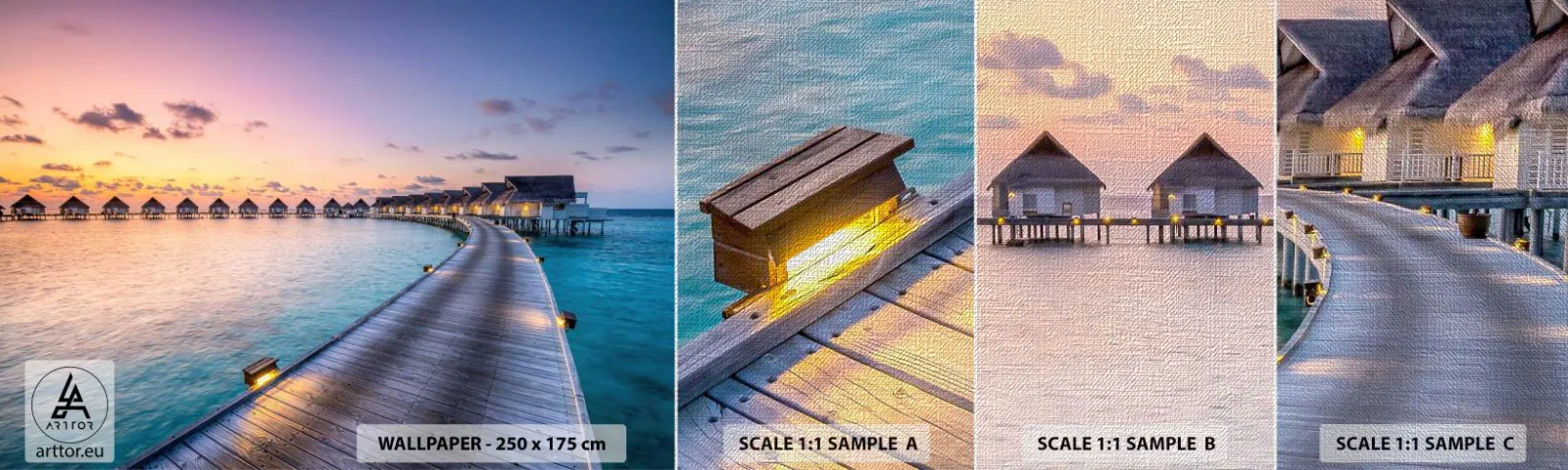 Campione di Fotomurale Premium Canvas - Vacanze: ritorno alle fonti - Maldive, Paesaggio, Viaggi - 100x30 cm