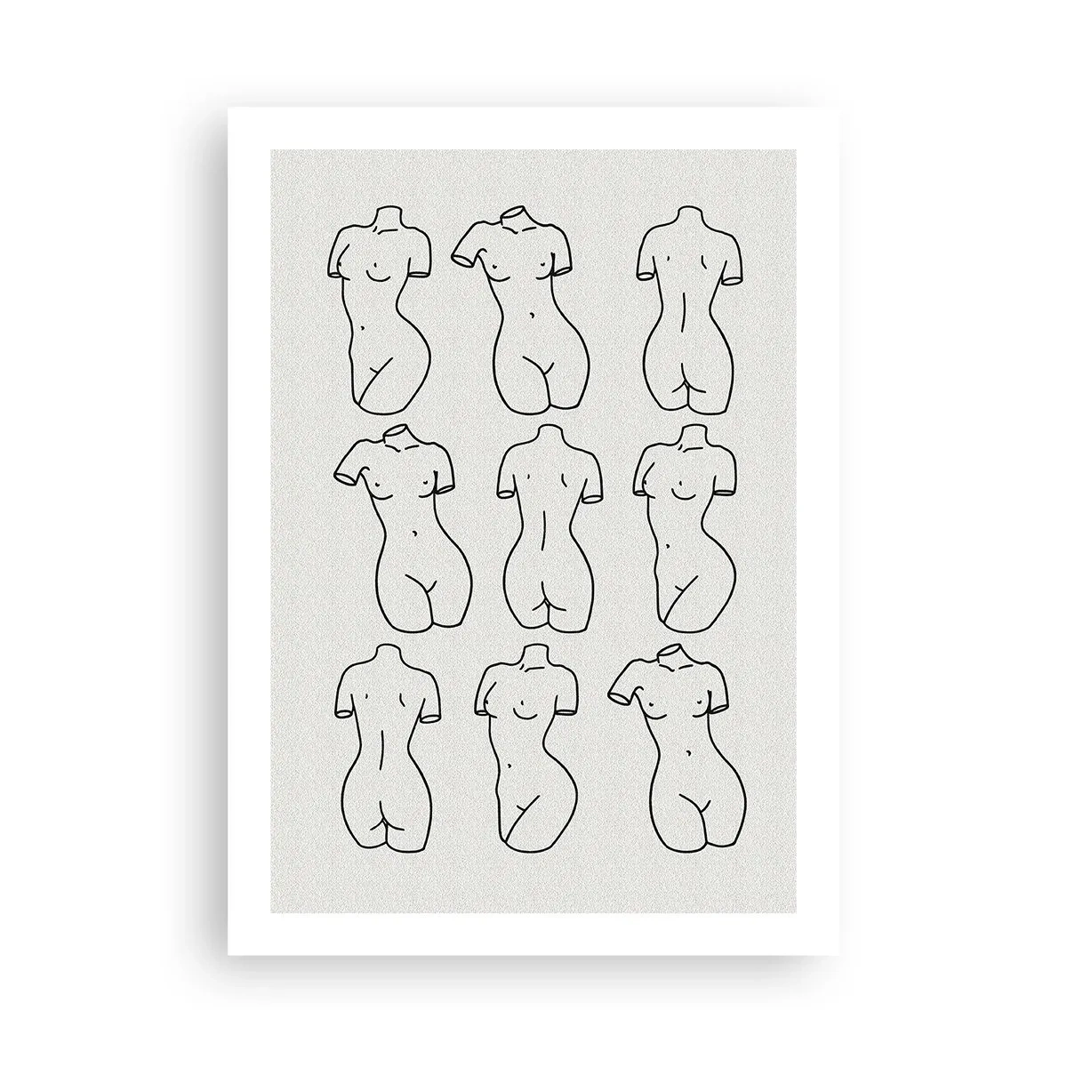 Poster - Un'illustrazione minimalista di sagome femminili con contorni neri. - 50x70cm - Solo Venere - Decorazione murale moderna per soggiorno e camera da letto ARTTOR