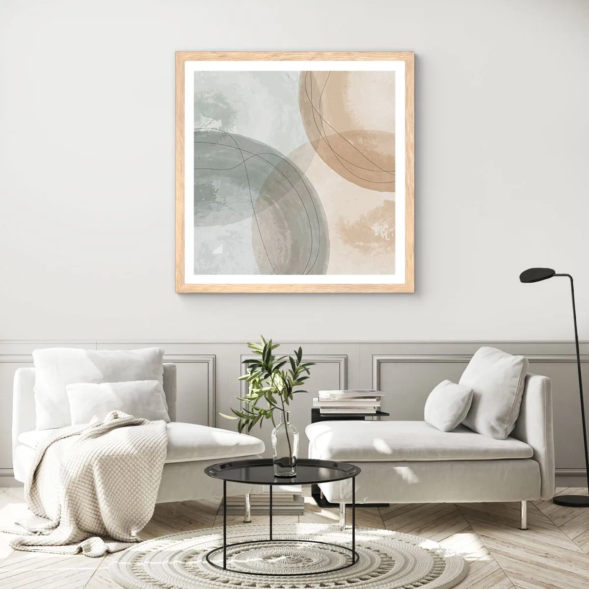 Poster in cornice rovere chiaro - Compenetrazione di mondi - 50x50 cm