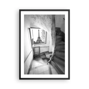 Poster in cornice nera - Vista della Torre Eiffel attraverso una finestra di un vecchio edificio - 50x70cm - Che vista! - Decorazione murale moderna per soggiorno e camera da letto ARTTOR