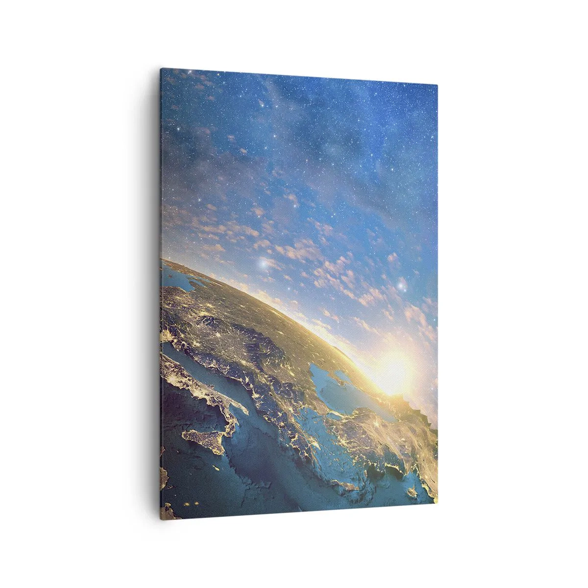 Quadro su tela - Stampe su Tela - Vista della Terra dallo spazio all'alba - 70x100cm - Guardiamoci da lontano - Decorazione murale moderna per soggiorno e camera da letto ARTTOR