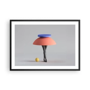 Poster in cornice nera - Composizione geometrica astratta con gambe e una palla - 70x50cm - Composizione surrealista - Decorazione murale moderna per soggiorno e camera da letto ARTTOR