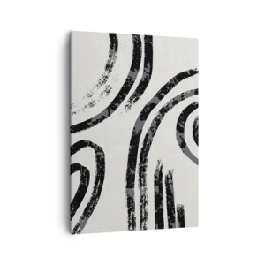 Quadro su tela - Stampe su Tela - Linee astratte in bianco e nero su uno sfondo chiaro - 50x70cm - Interrotto a metà - Decorazione murale moderna per soggiorno e camera da letto ARTTOR