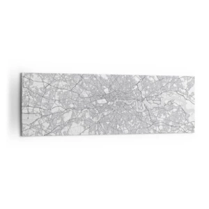 Quadro su tela - Stampe su Tela - Una mappa della città minimalista nei toni del grigio - 160x50cm - Mappa del labirinto di Londra - Decorazione murale moderna per soggiorno e camera da letto ARTTOR
