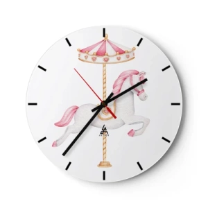 Orologio da parete - Orologio in Vetro - Partito al galoppo. - 40x40 cm