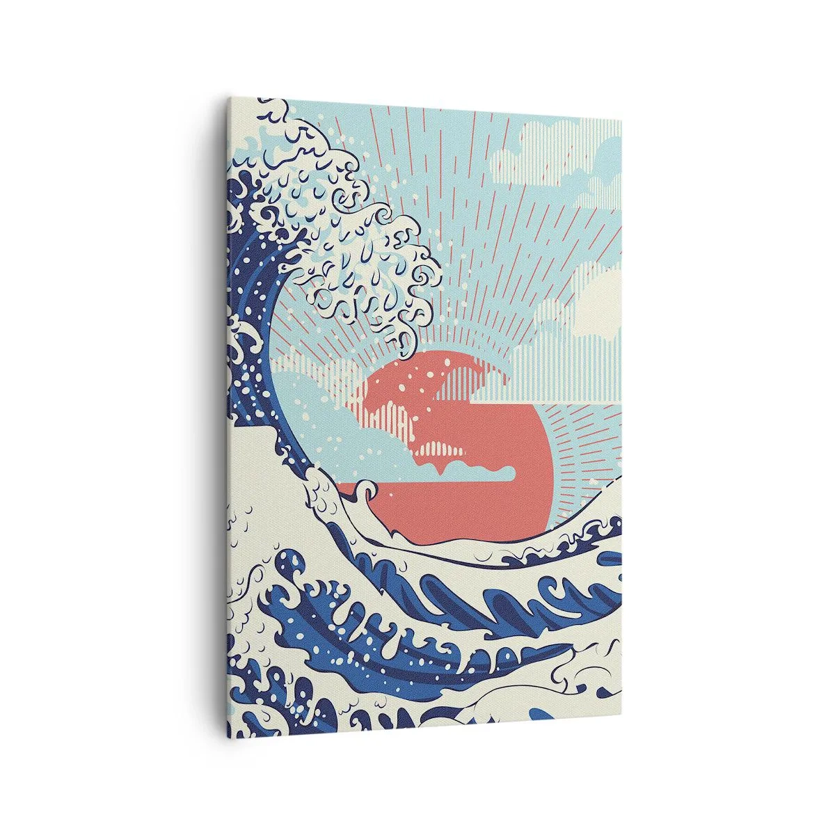 Quadro su tela - Stampe su Tela - Onde dell'oceano e un tramonto in stile giapponese - 70x100cm - Di ispirazione giapponese - Decorazione murale moderna per soggiorno e camera da letto ARTTOR