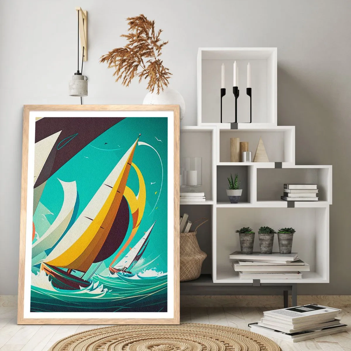 Poster in cornice rovere chiaro - Compagne degli elementi - 50x70 cm