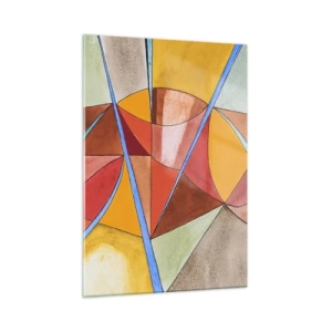 Quadro su vetro - Astrazione colorata con forme geometriche - 50x70cm - Carosello, carosello dei sogni - Decorazione murale moderna per soggiorno e camera da letto ARTTOR