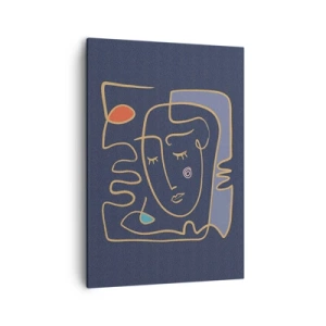 Quadro su tela - Stampe su Tela - Ritratto astratto del viso in stile minimalista - 50x70cm - Pensierosa - Decorazione murale moderna per soggiorno e camera da letto ARTTOR