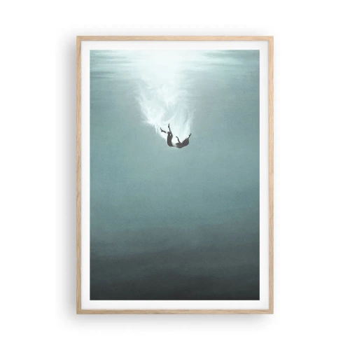 Poster in cornice rovere chiaro - Nell'abbraccio dell'oceano - 70x100 cm
