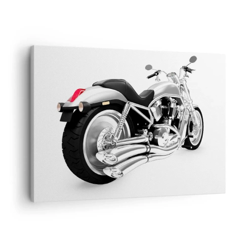 Quadro su tela - Stampe su Tela - Motocicletta cromata su sfondo bianco - 70x50cm - Il sogno del collezionista - Decorazione murale moderna per soggiorno e camera da letto ARTTOR