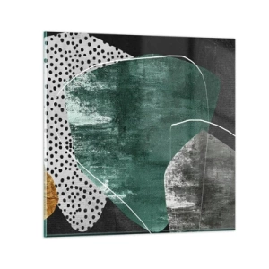 Quadro su vetro - Astrazione colorata con petalo d'oro - 60x60 cm