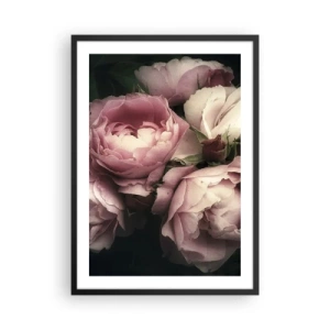 Poster in cornice nera - Peonie rosa in una composizione elegante e classica - 50x70cm - Il fascino della Belle Époque - Decorazione murale moderna per soggiorno e camera da letto ARTTOR