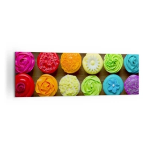 Quadro su tela - Stampe su Tela - Cupcakes colorati con decorazioni pastello - 160x50cm - Ognuno è differente, tutti sono buoni - Decorazione murale moderna per soggiorno e camera da letto ARTTOR
