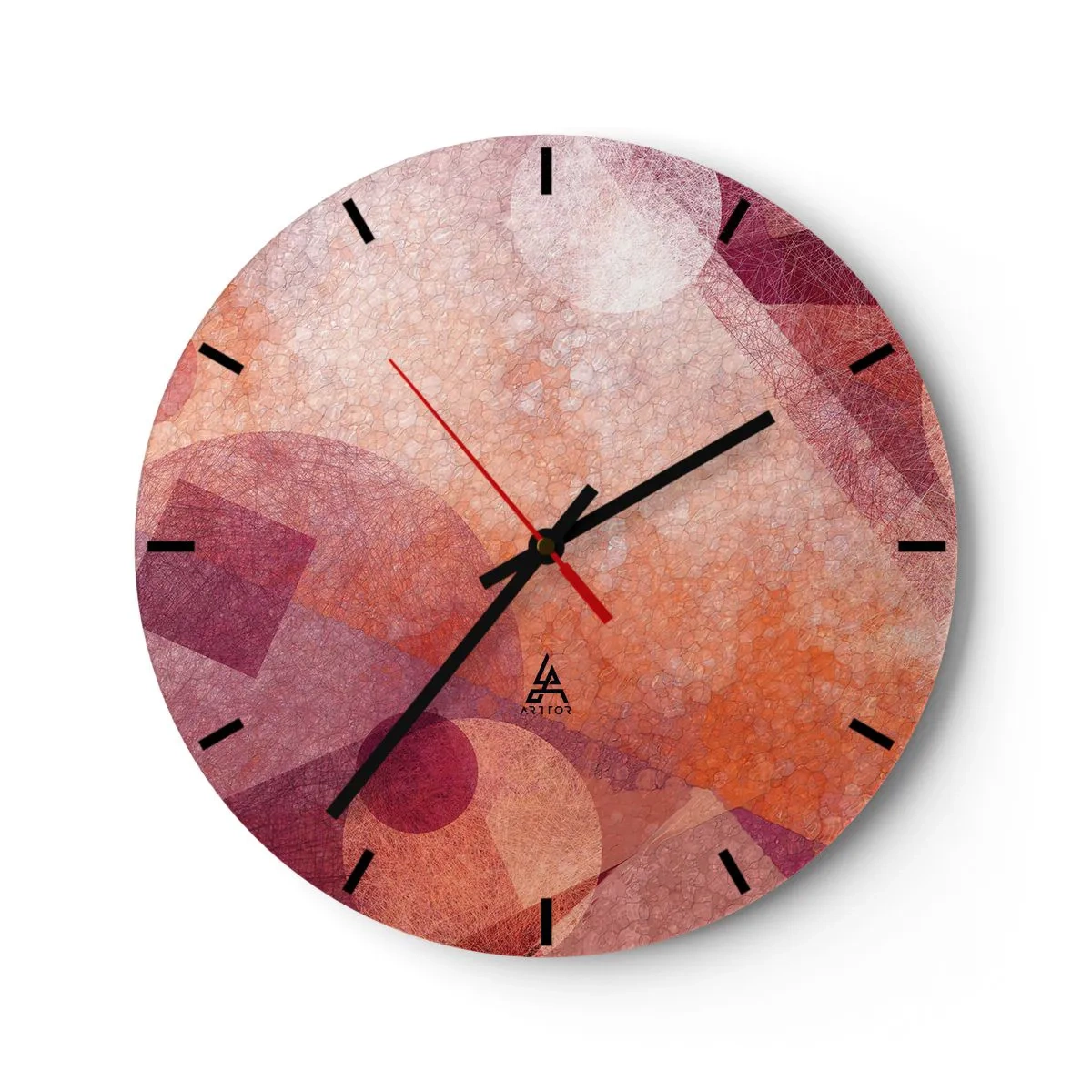 Orologio da parete - Orologio in Vetro - Trasformazioni geometriche in rosa - 40x40 cm