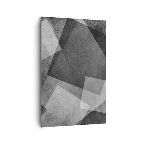 Quadro su tela - Stampe su Tela - Astrazione in bianco e nero con forme geometriche - 80x120cm - Simbolo eterno di ordine e durata - Decorazione murale moderna per soggiorno e camera da letto ARTTOR